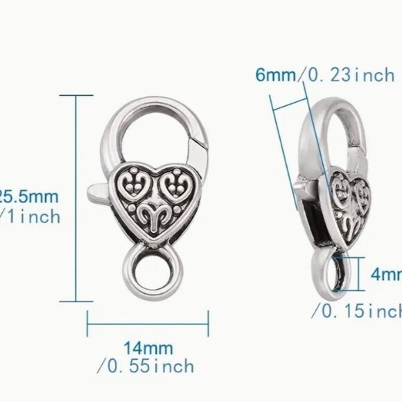 Large Lobster Clasps in Heart-shaped Design.  Three Clasps in Gold or Silver - Picture 3 of 3